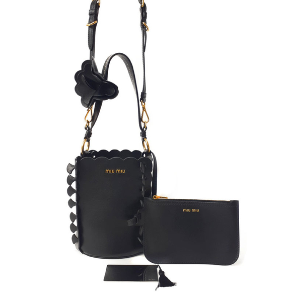 Miu Miu Flower 2way Bucket Bag Black - Picture 1 of 9